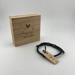 Pig & Hen Little Lewis DBL Army Vintage Mens Leather Rope Bracelet L